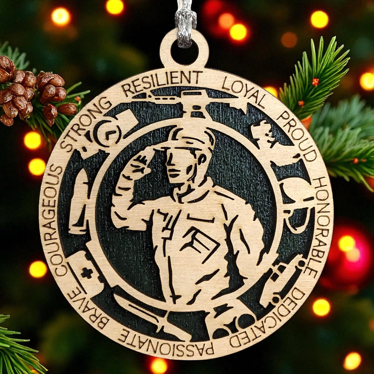 3" Male Army Soldier Dress Ornament, Icons, Wood