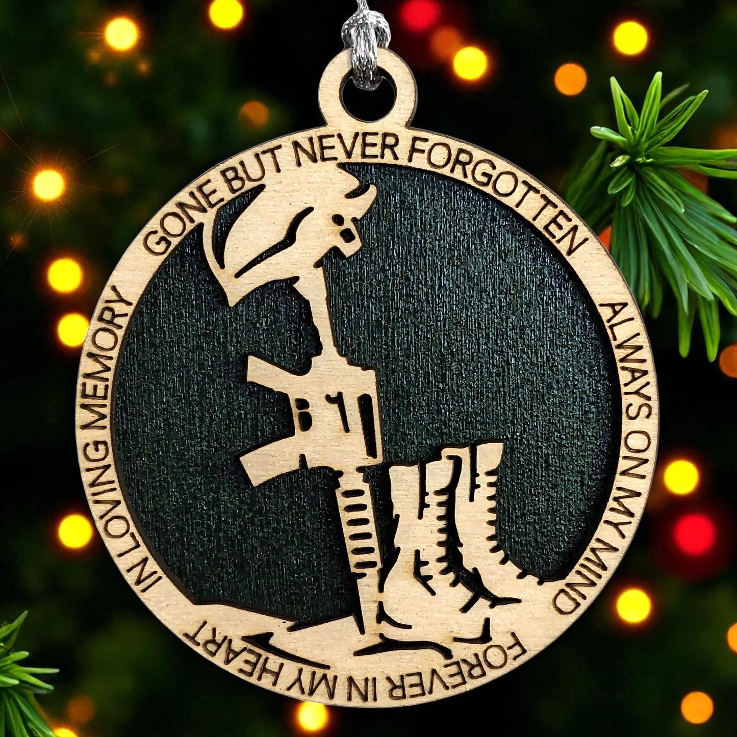 3" Army Battlefield Cross Memorial Wood Ornament