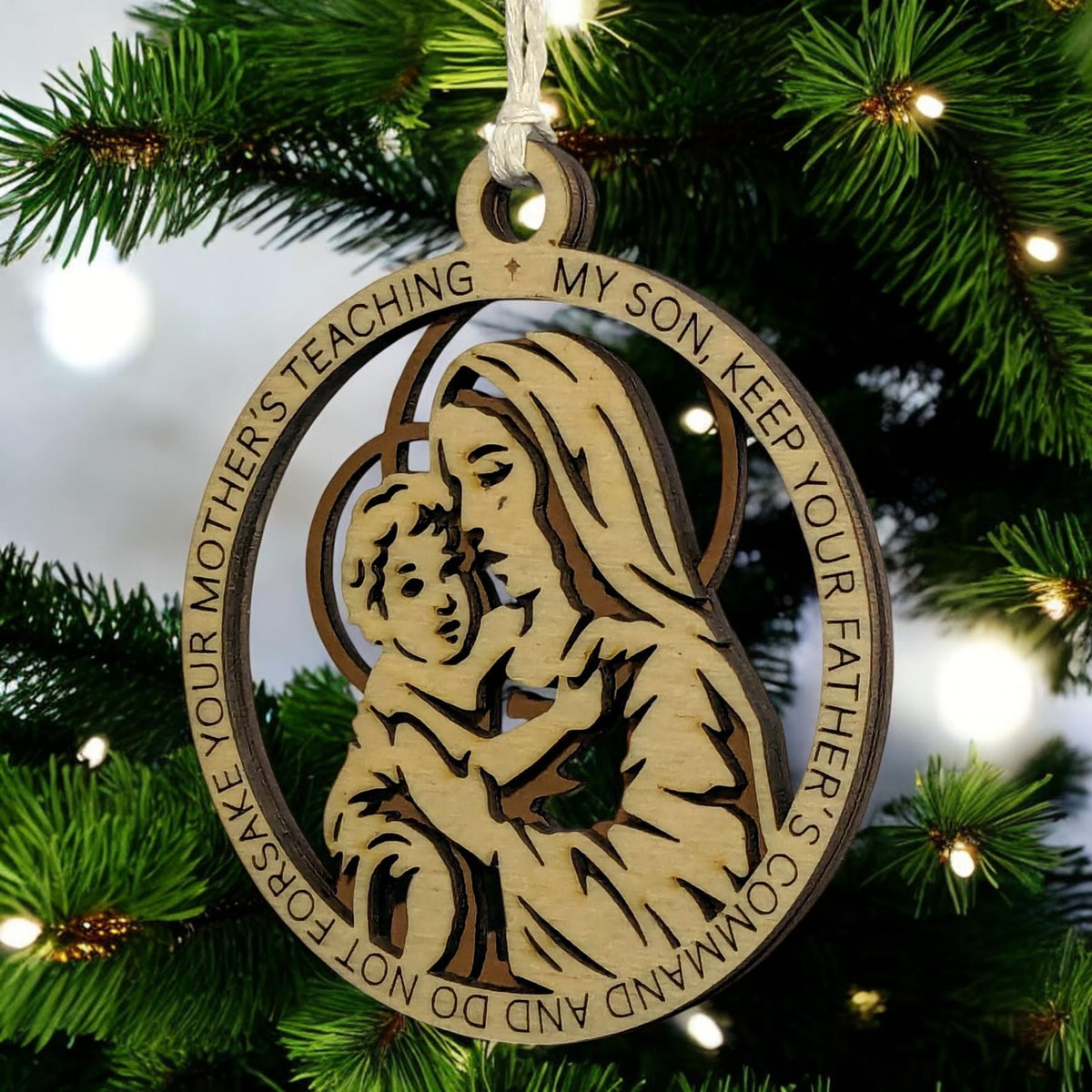 3.5" Madonna and Child Christmas Ornament