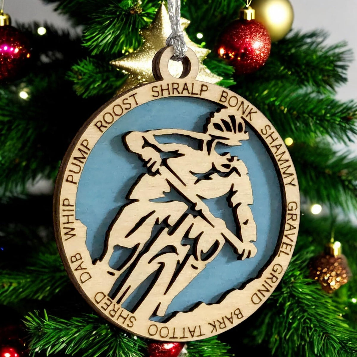 3" Male Mountain Biking Ornament