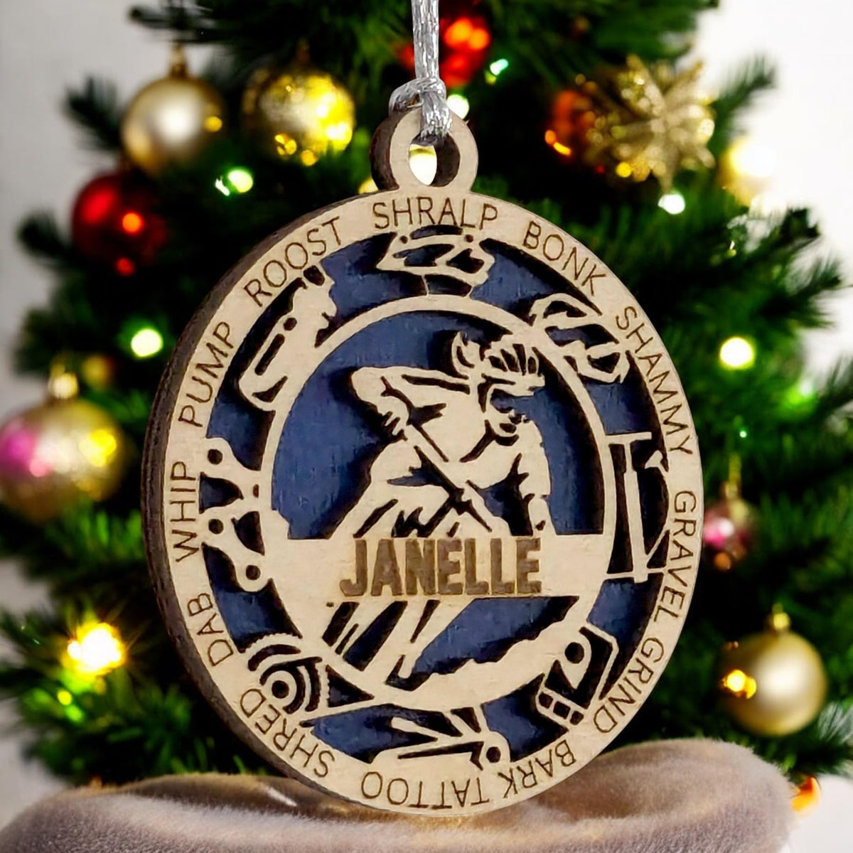 Custom 3" Female Mountain Biking Icons Ornament