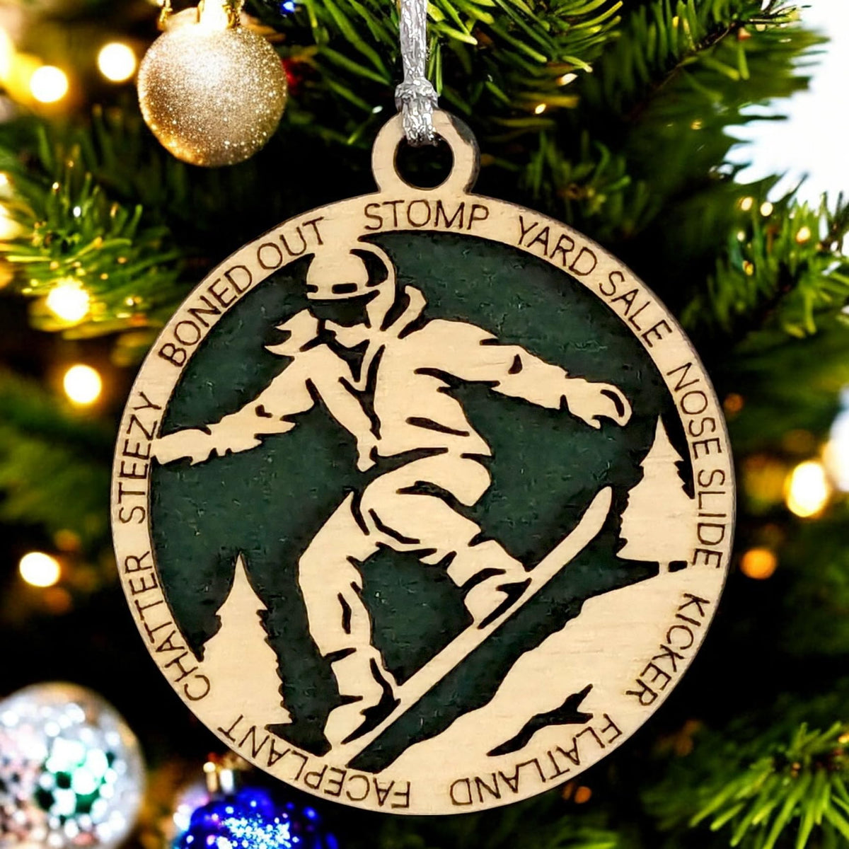3" Female Snowboarder Christmas Ornament