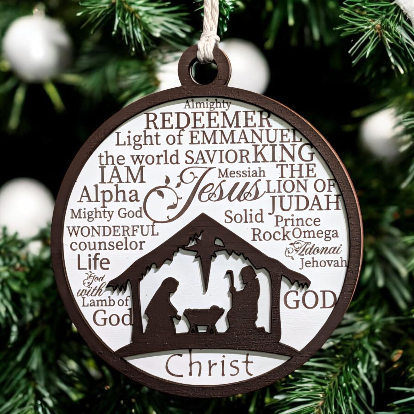 3" Nativity Manger Scene Wood Christmas Ornament