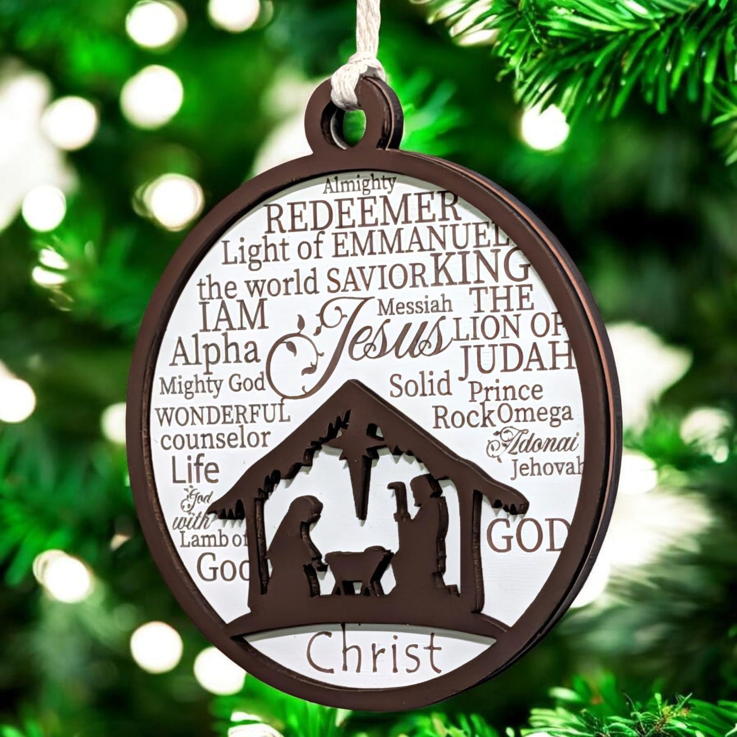 3" Nativity Manger Scene Wood Christmas Ornament