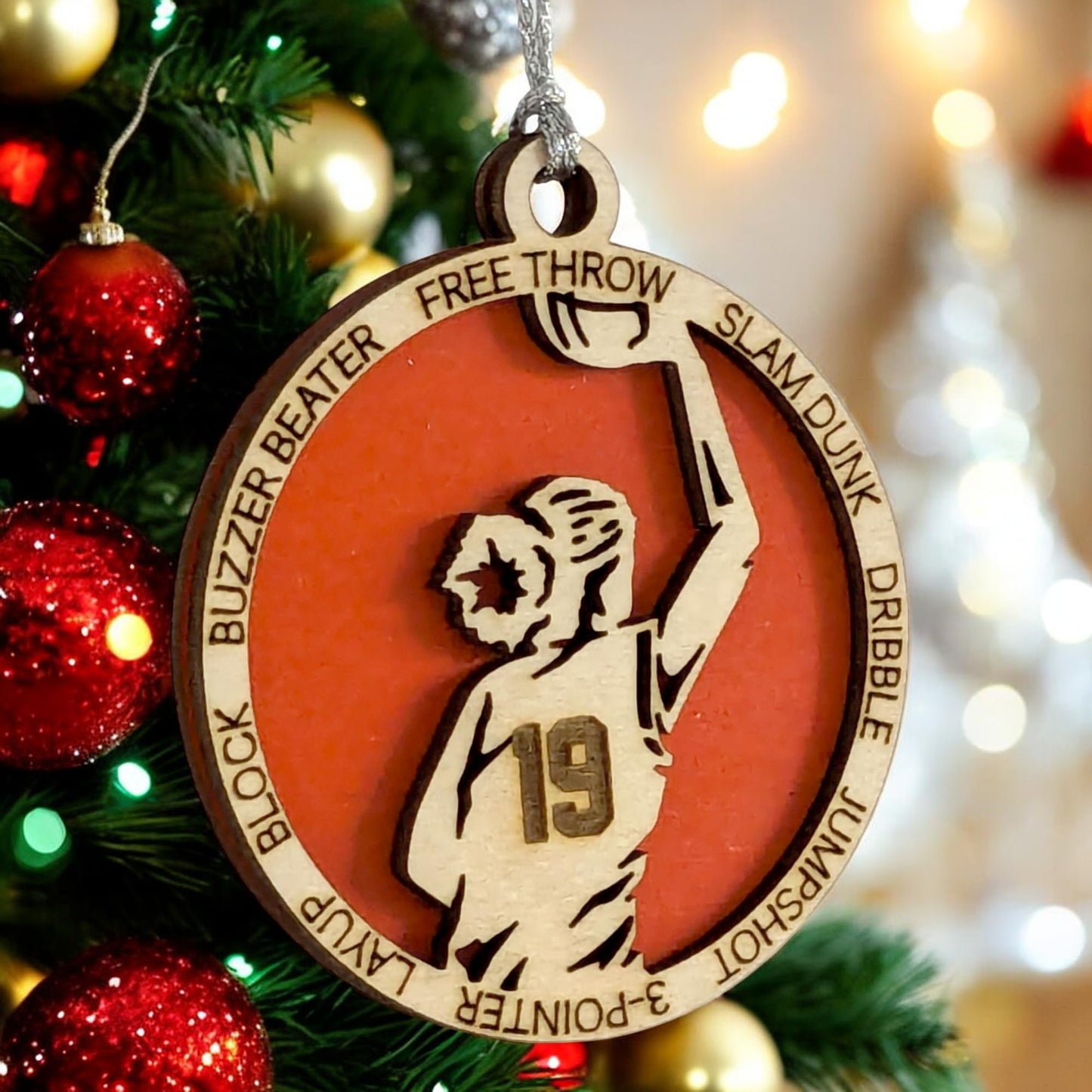 3" Female Basketball Player Wood Ornament