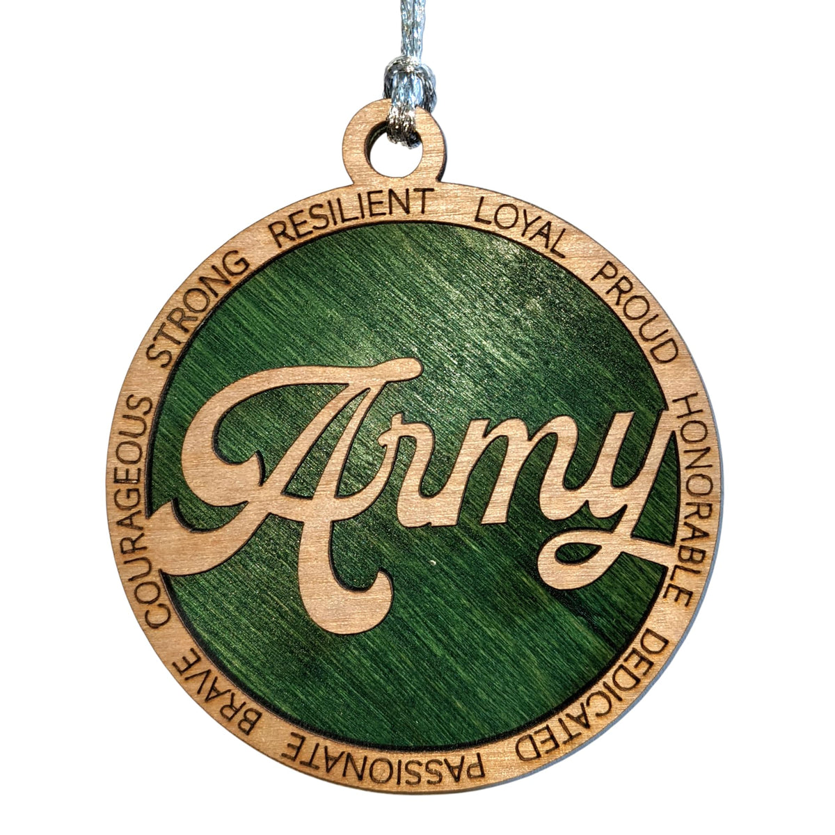 3" Army Script Wood Ornament