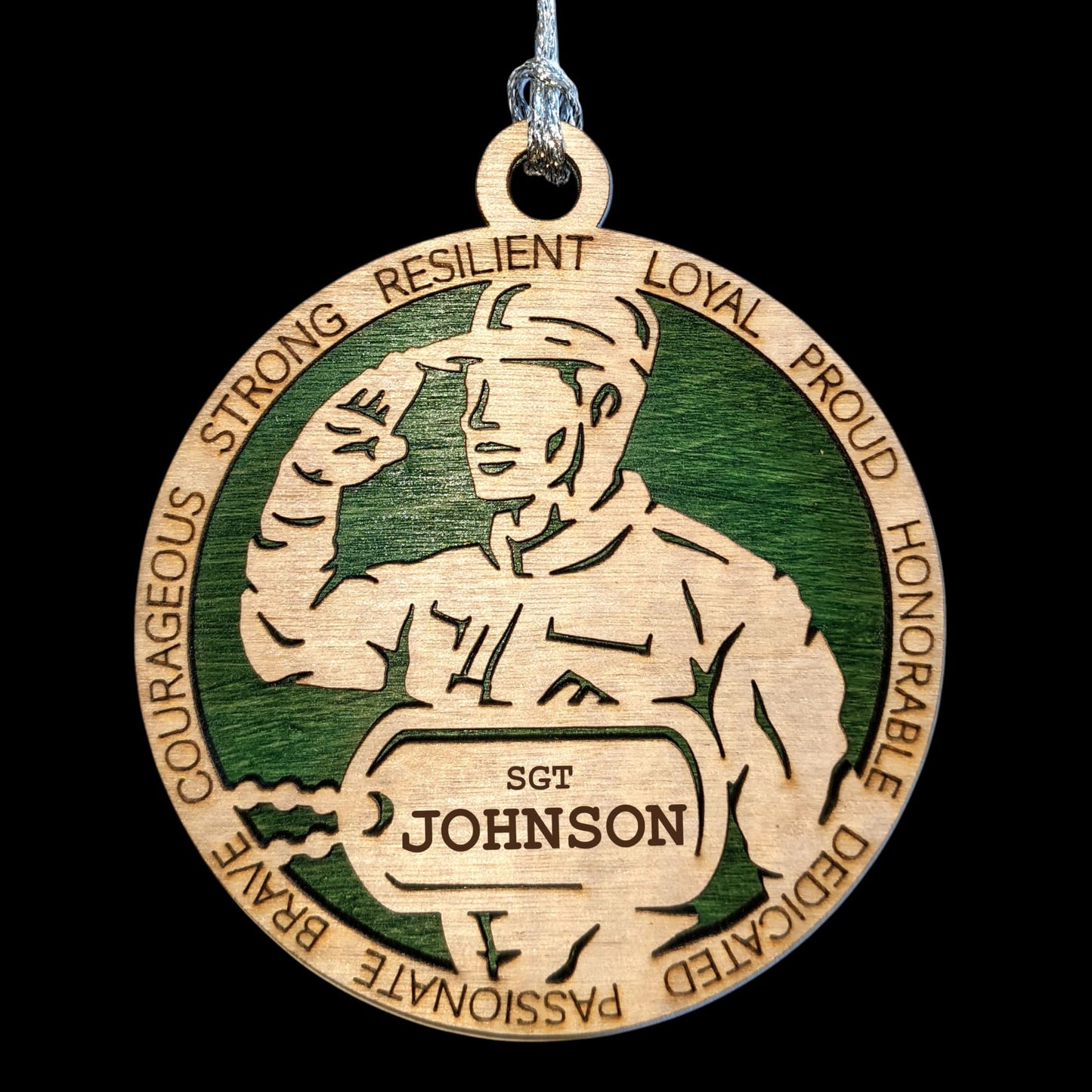 3" Male Army Soldier Dress Ornament, Dog Tag