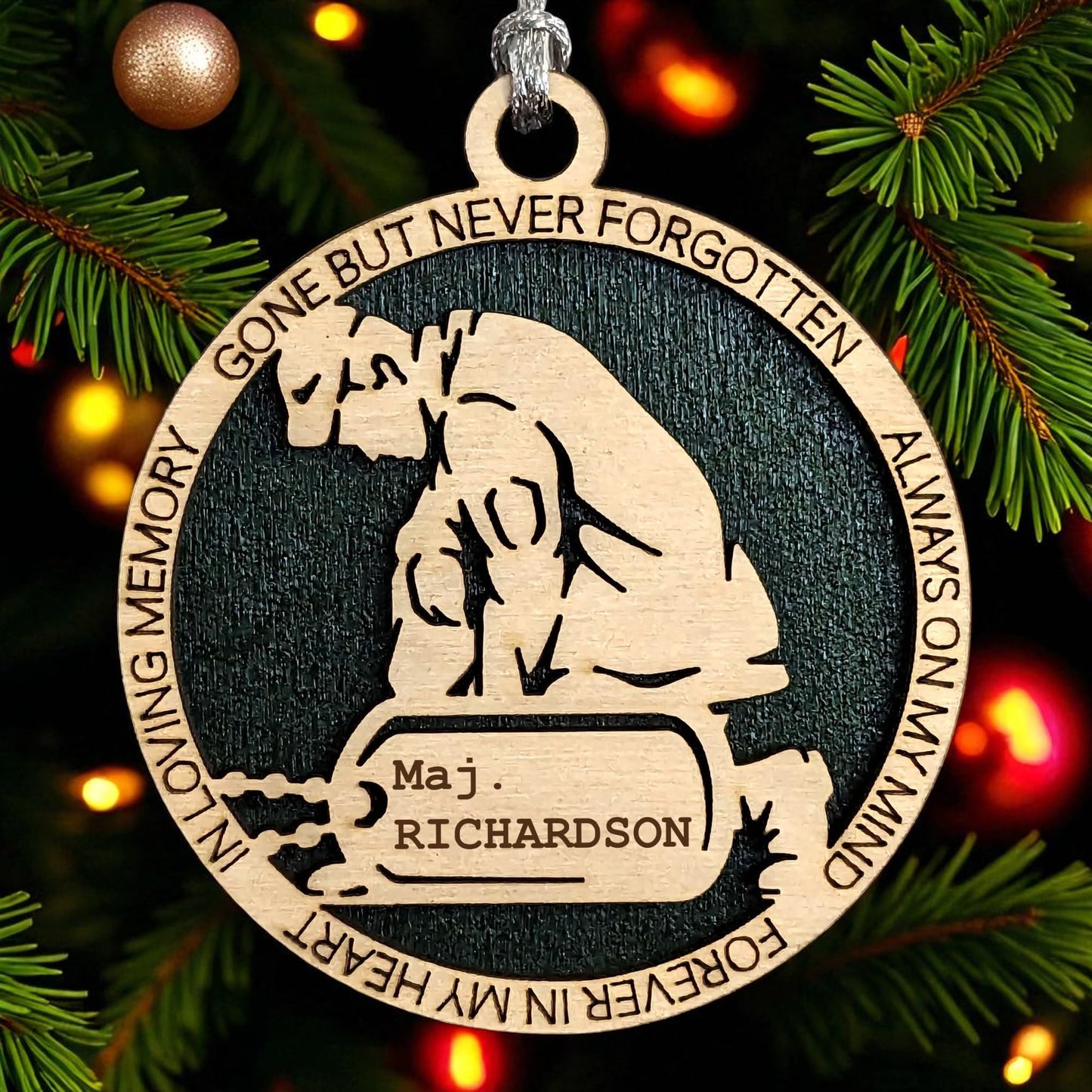 3" Army Kneeling Soldier Ornament, Custom Tag