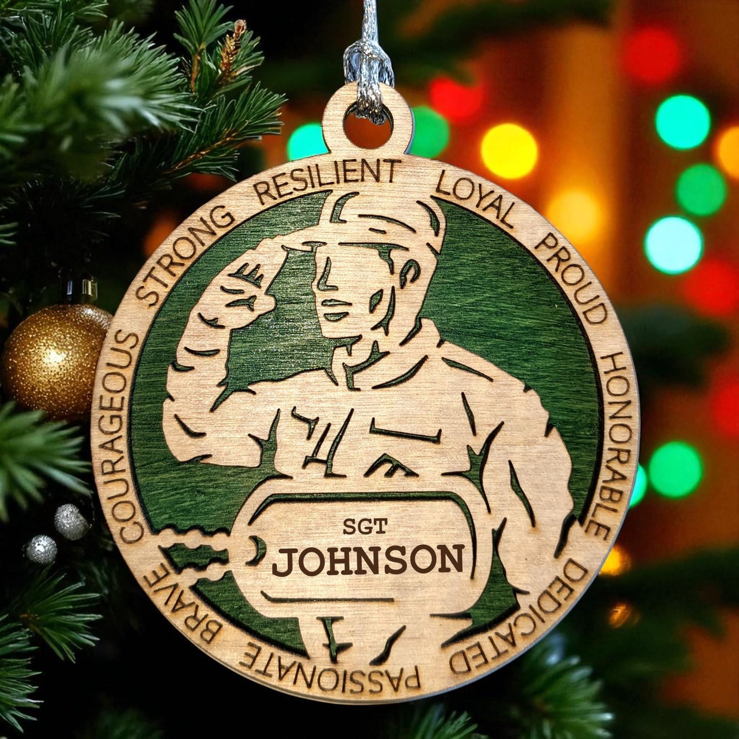 3" Male Army Soldier Dress Ornament, Dog Tag