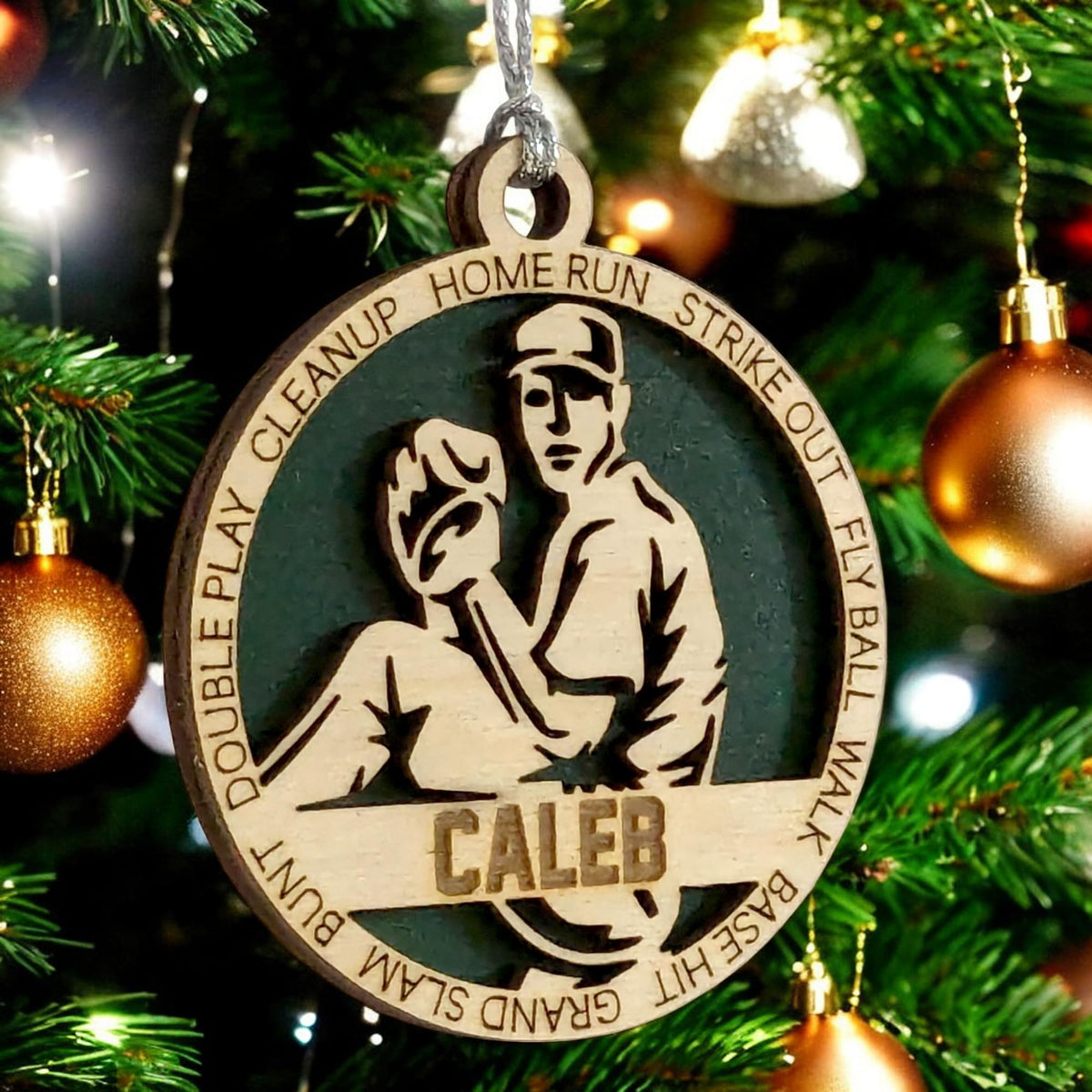 3" Custom Male Righty Pitcher Wood Ornament