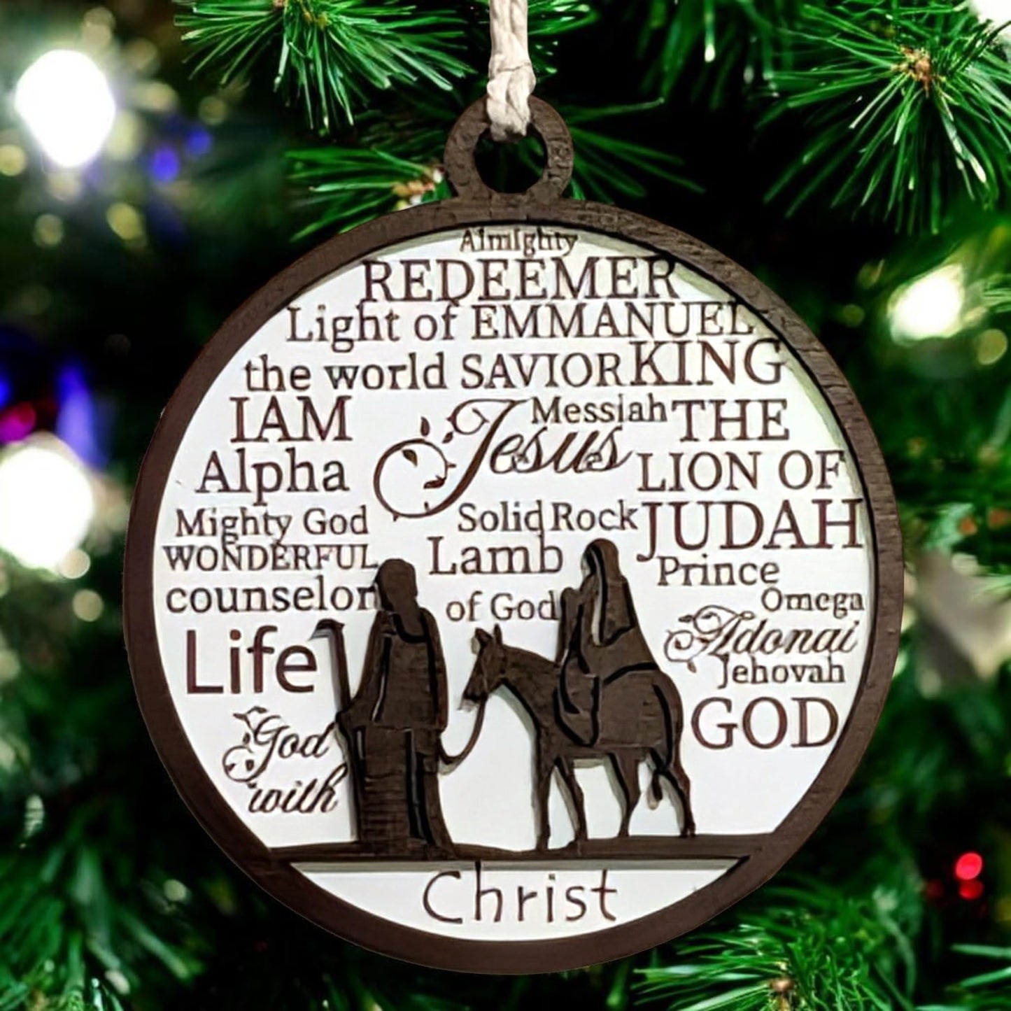 3" Joseph and Mary Journey Wood Christmas Ornament