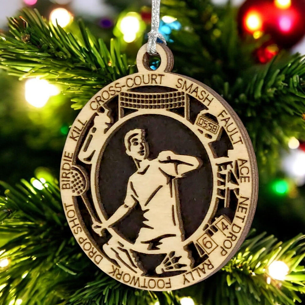 3" Male Badminton Player Christmas Ornament