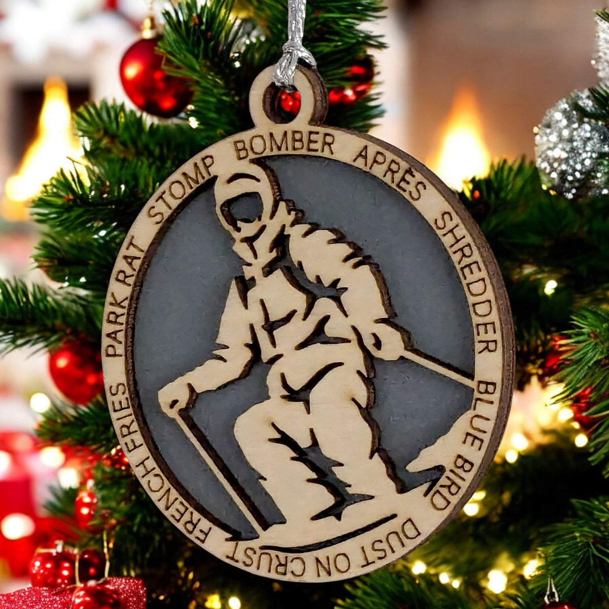 3" Male Skier Christmas Ornament
