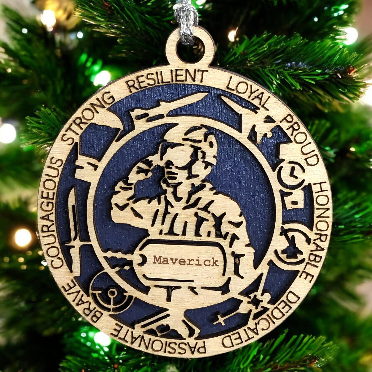 3" Female Airman Icons Dog Tag Ornament
