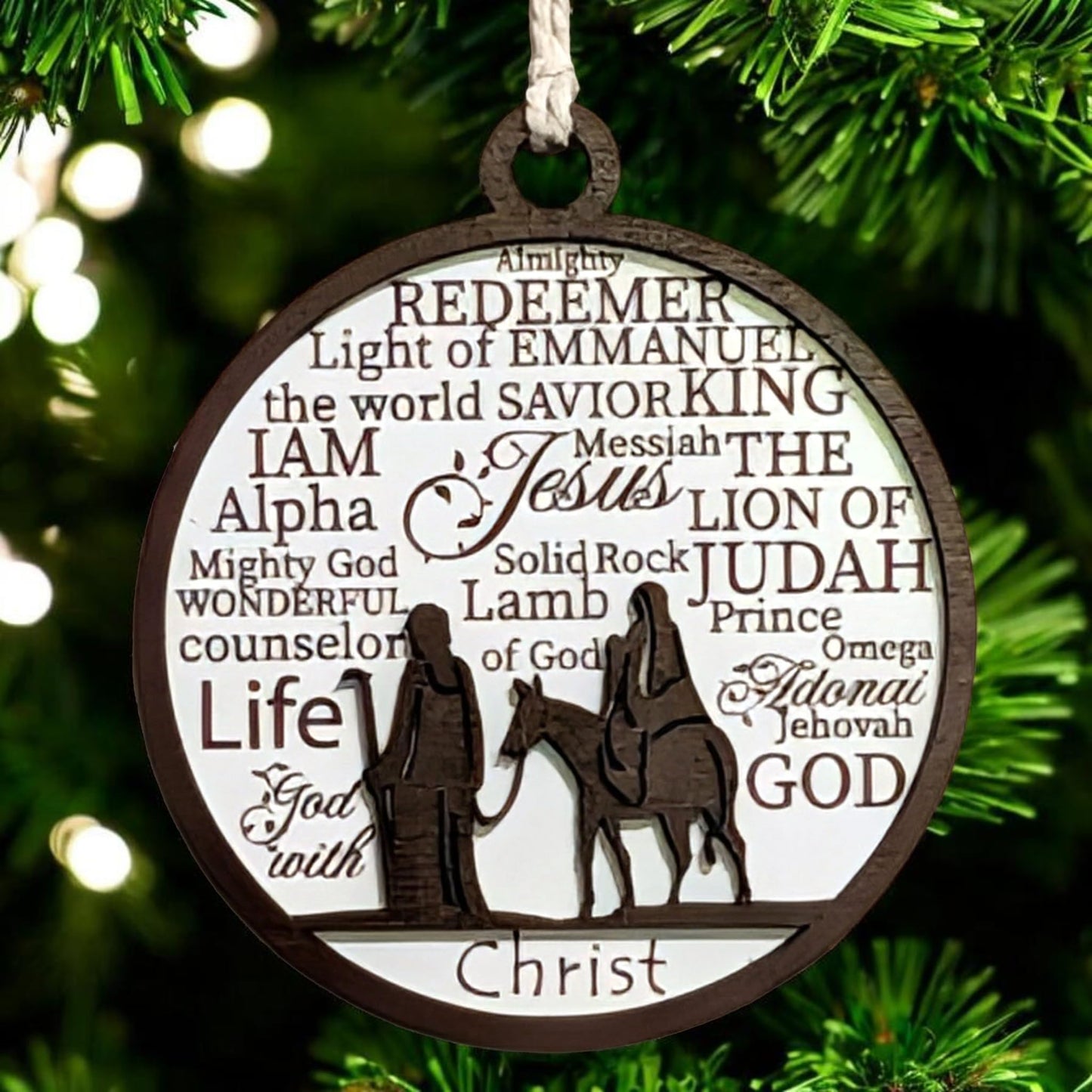 3" Joseph and Mary Journey Wood Christmas Ornament