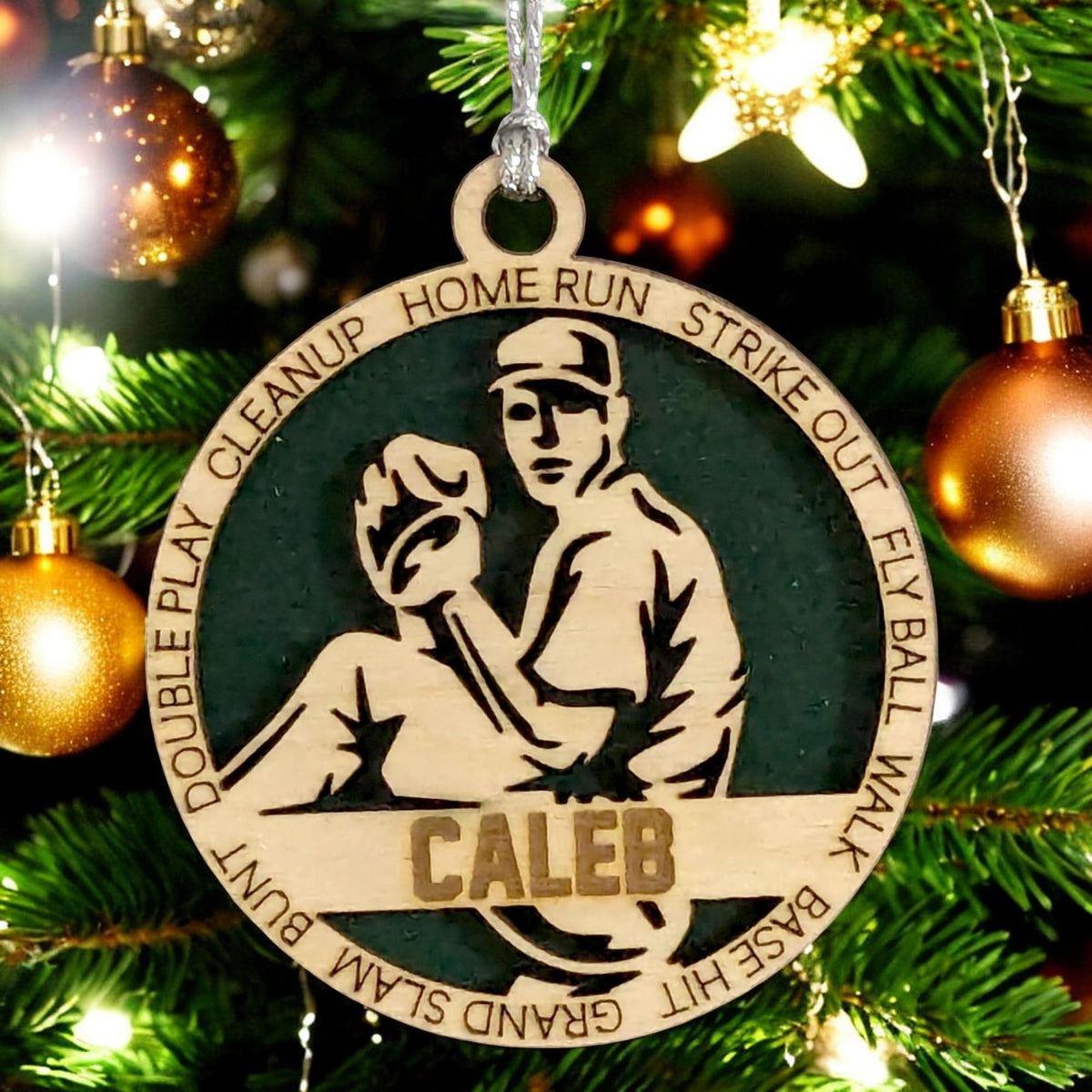 3" Custom Male Righty Pitcher Wood Ornament