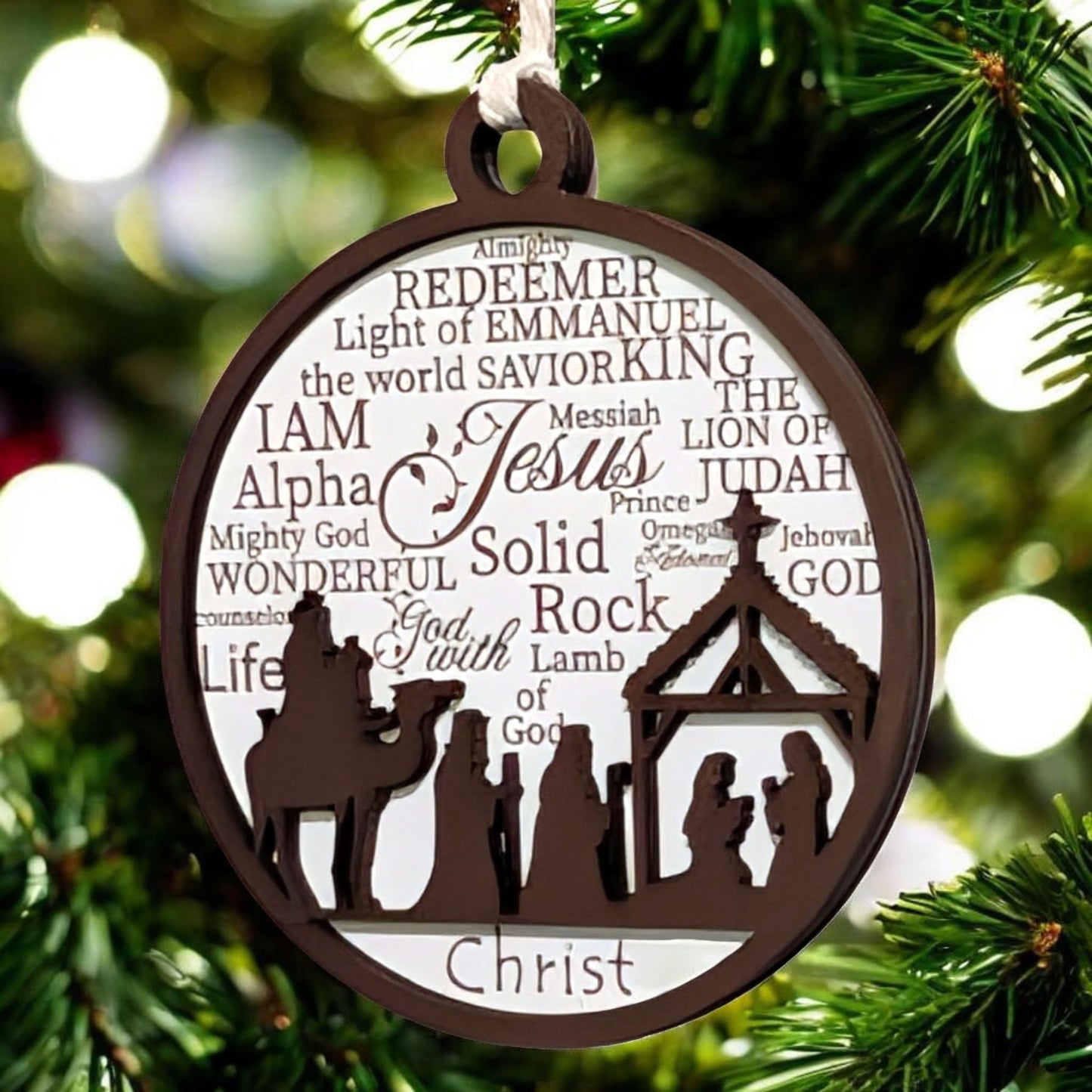 3" Wise Men at the Manger Wood Christmas Ornament