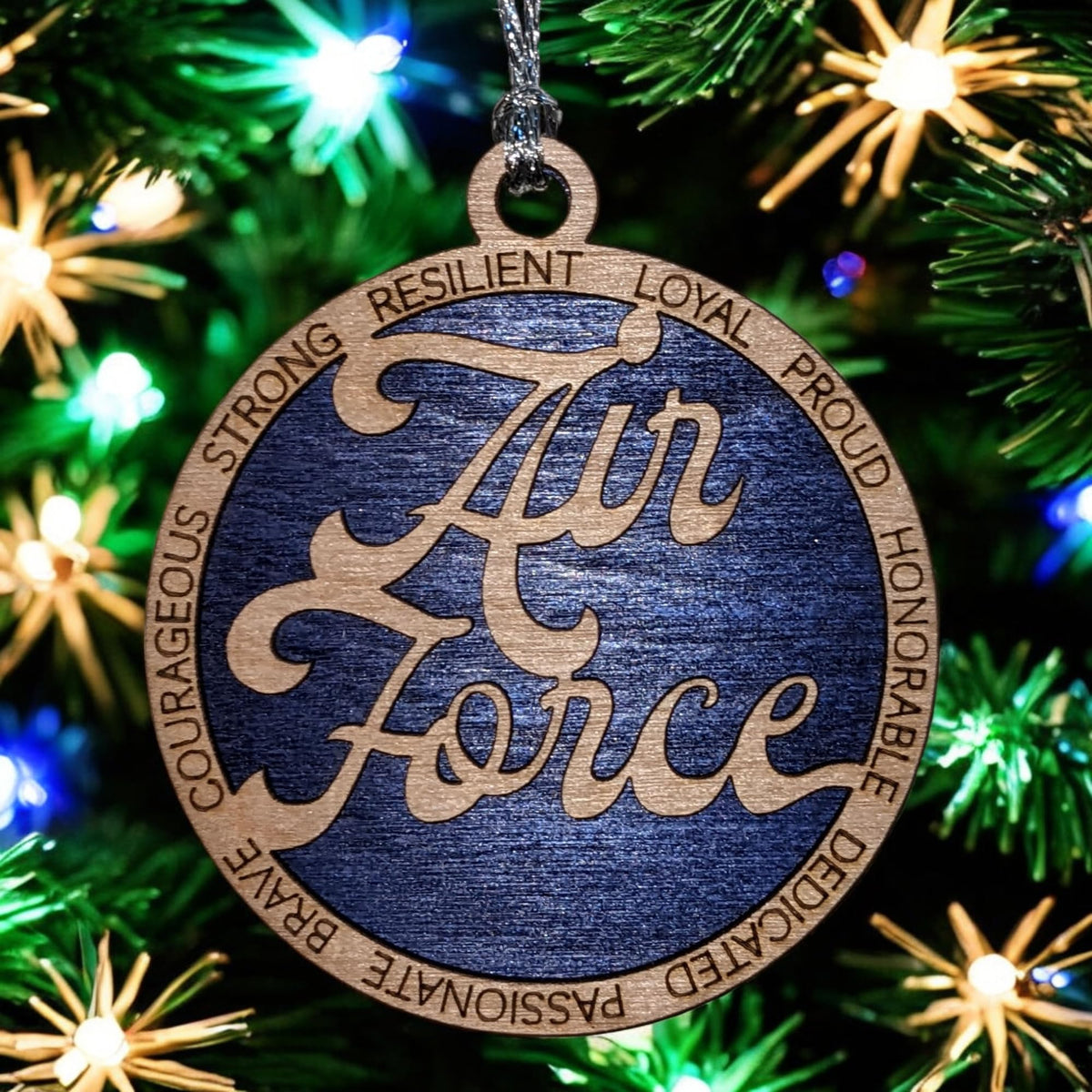 3" Air Force Script Christmas Ornament