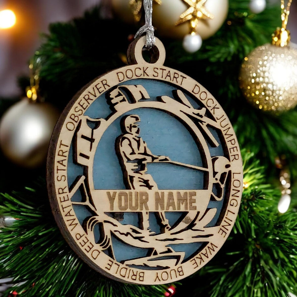 Handmade 3" Custom Male Water Skiing Gear Ornament