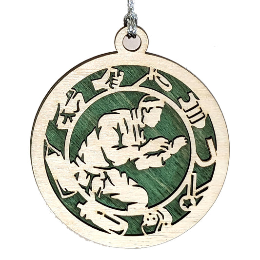 3" Male Jiu Jitsu Icon Border Ornament