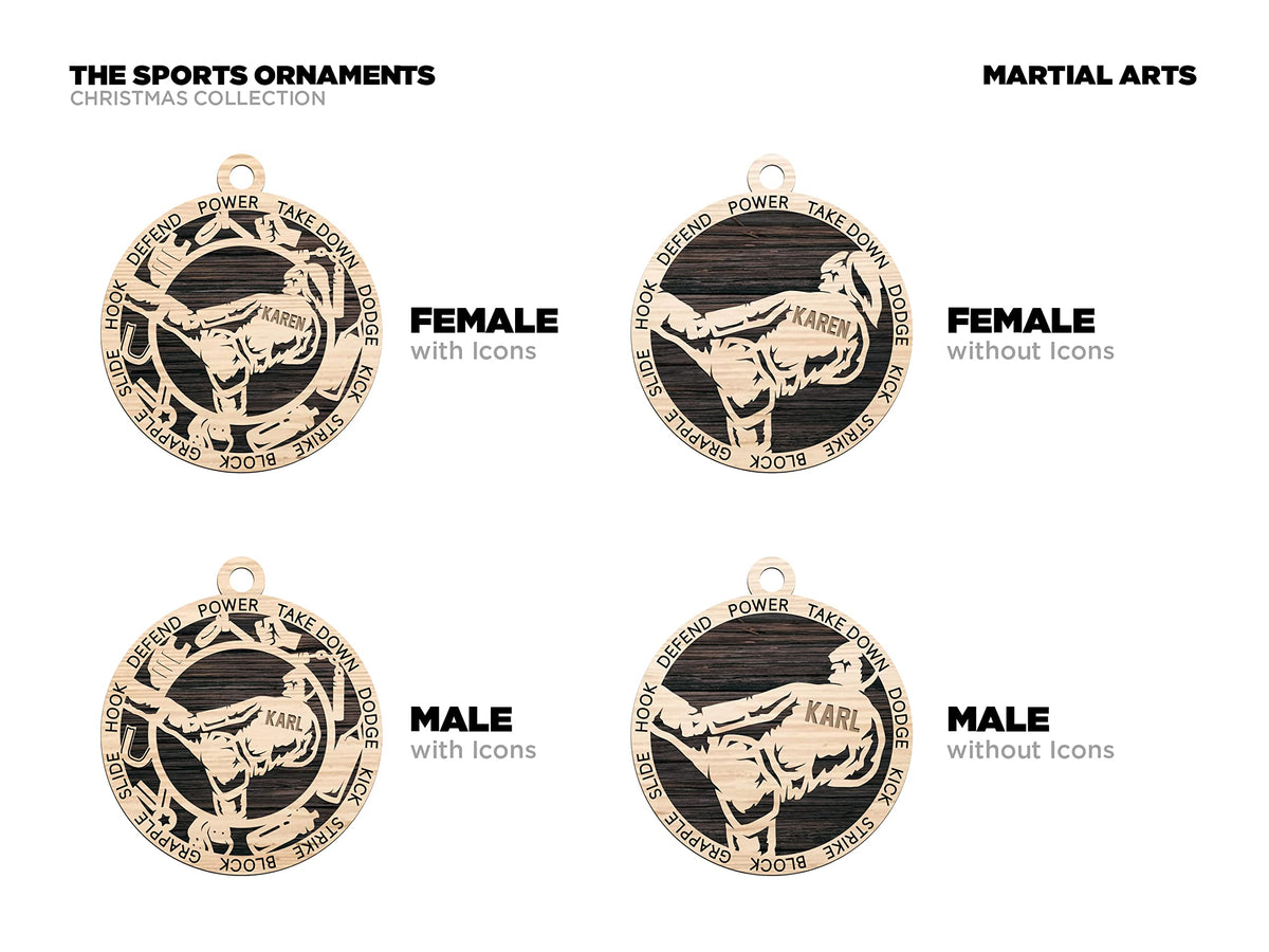 Handmade 3" Custom Female Martial Arts Gear Ornament