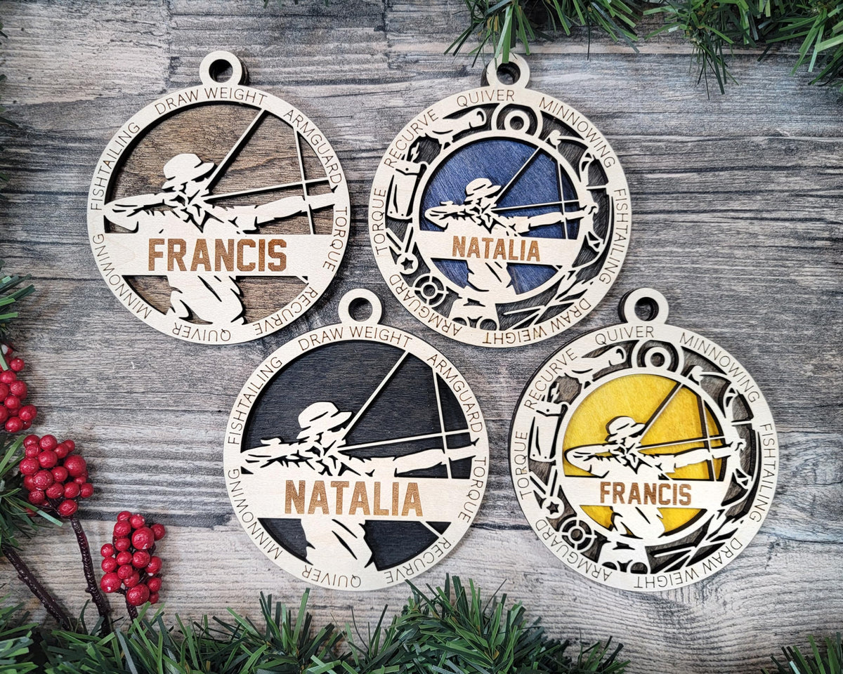 Handmade 3" Custom Male Archer Gear Ornament