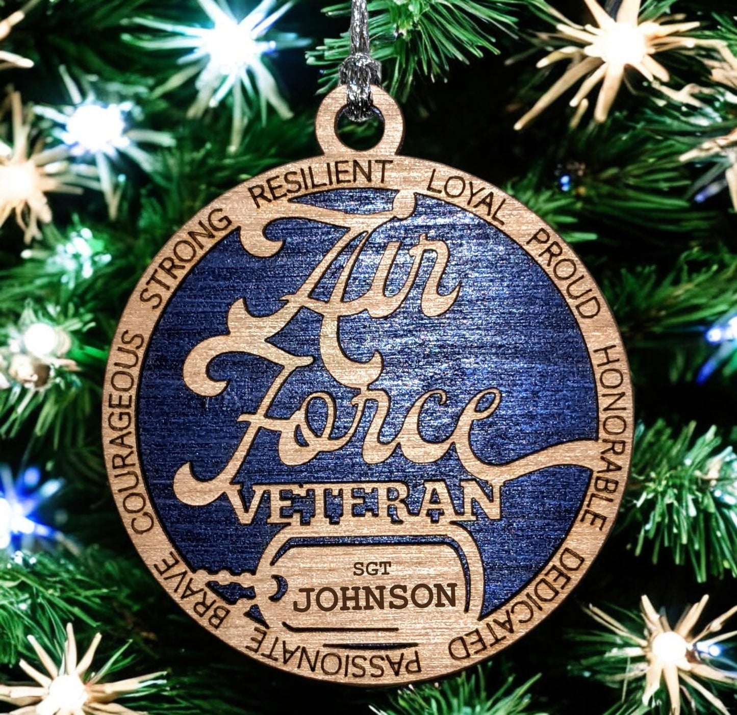 3" Air Force Veteran Ornament, Custom Dog Tag