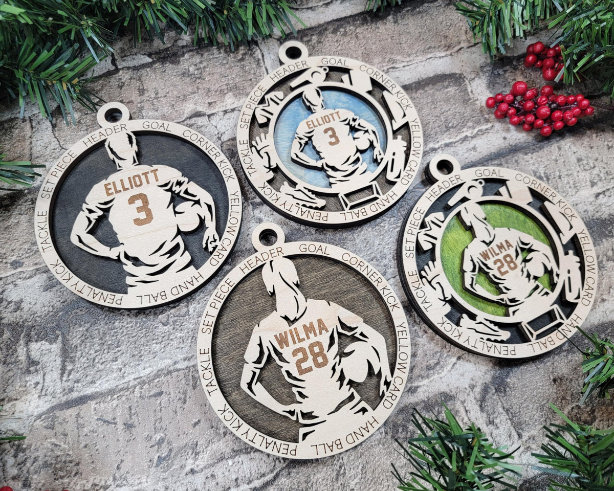 Personalized 3" Male Soccer Player Christmas Ornament