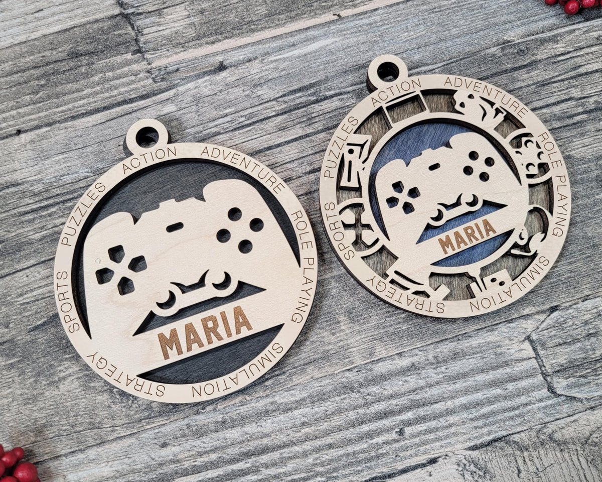 Handmade 3" Custom Name Gamer Ornament