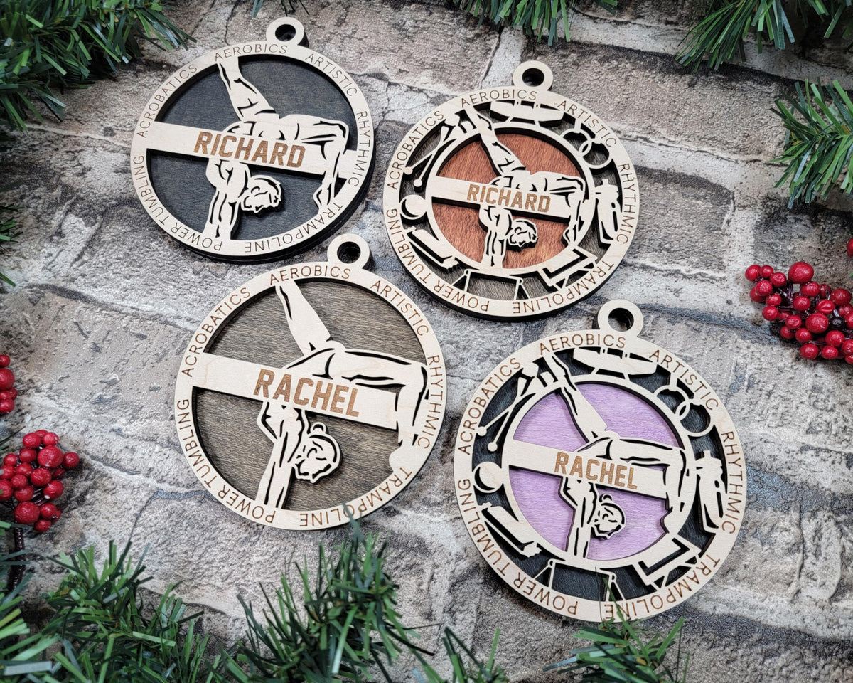 Personalized 3" Male Gymnastics Christmas Ornament