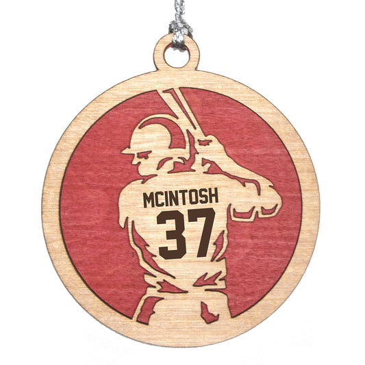 Handmade 3" Custom Name Male Baseball Player Ornament