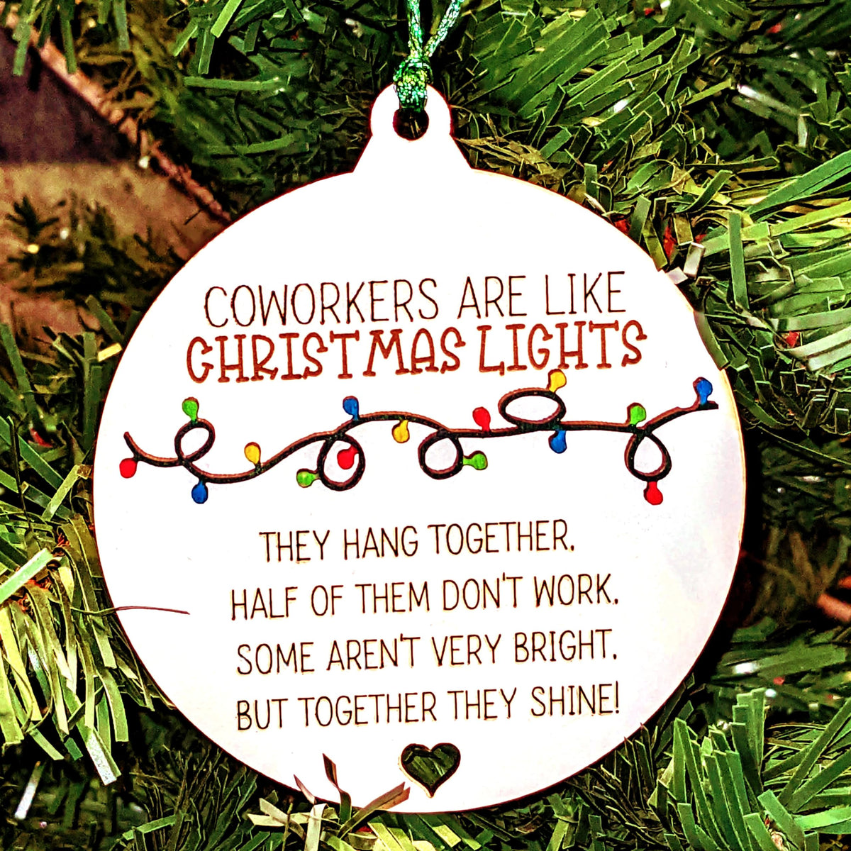 Handmade 3.5" Funny Coworker Christmas Ornament - Wood