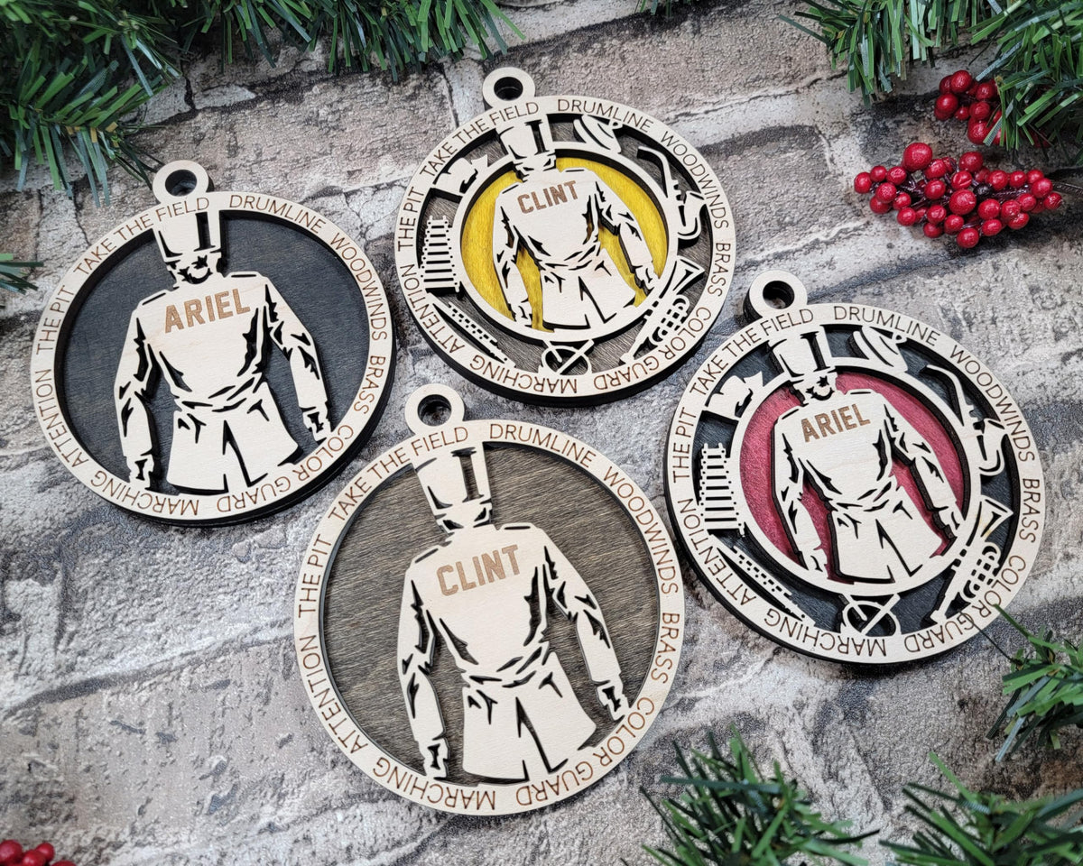 Handmade 3" Custom Male Marching Band Gear Ornament
