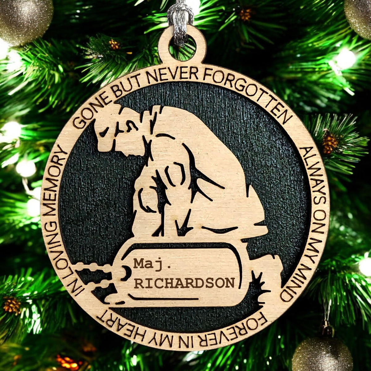 3" Army Kneeling Soldier Ornament, Custom Tag