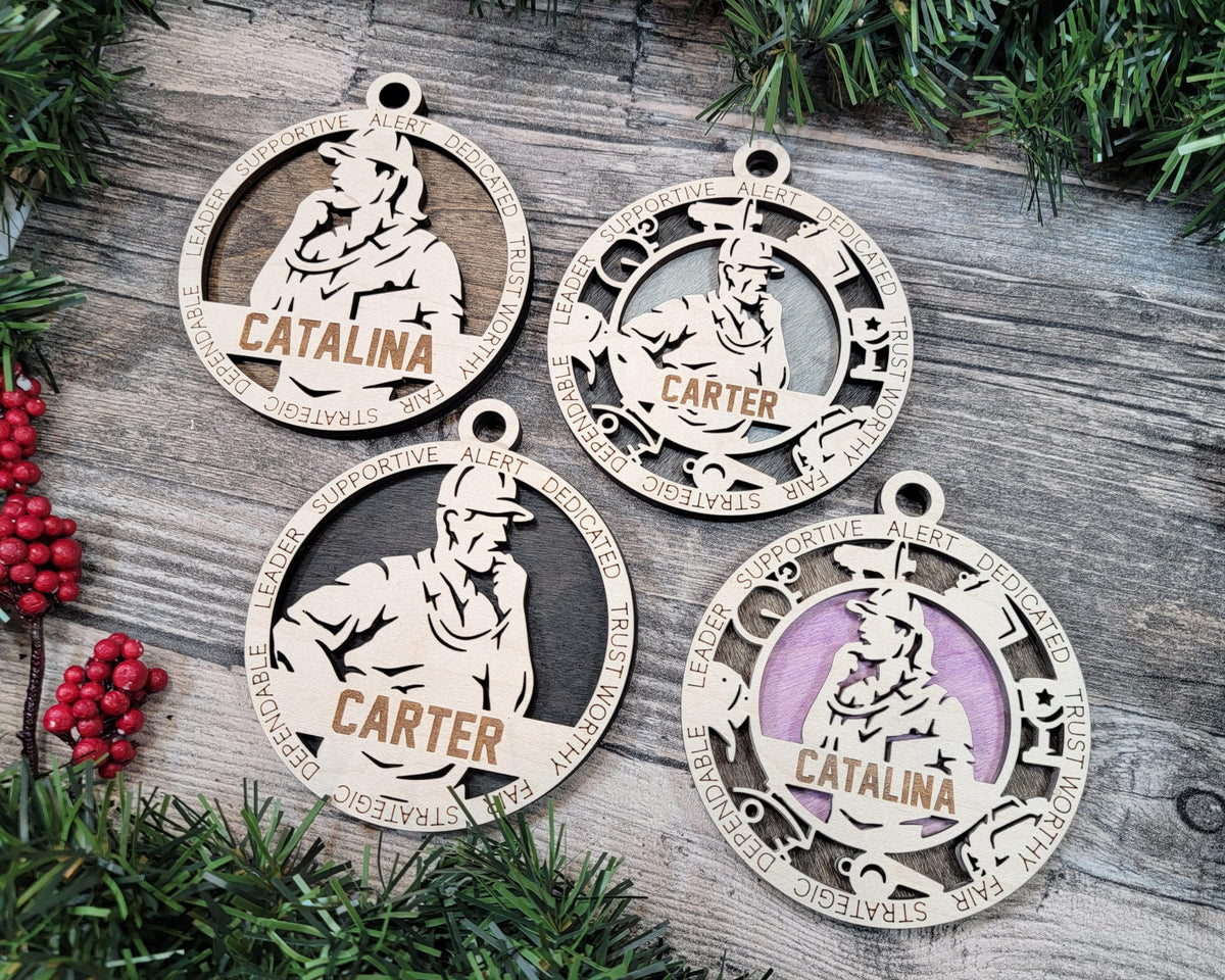 Handmade 3" Custom Name Male Coach Ornament