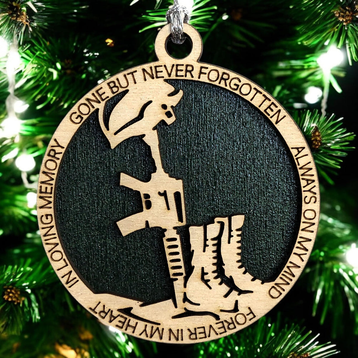 3" Army Battlefield Cross Memorial Wood Ornament