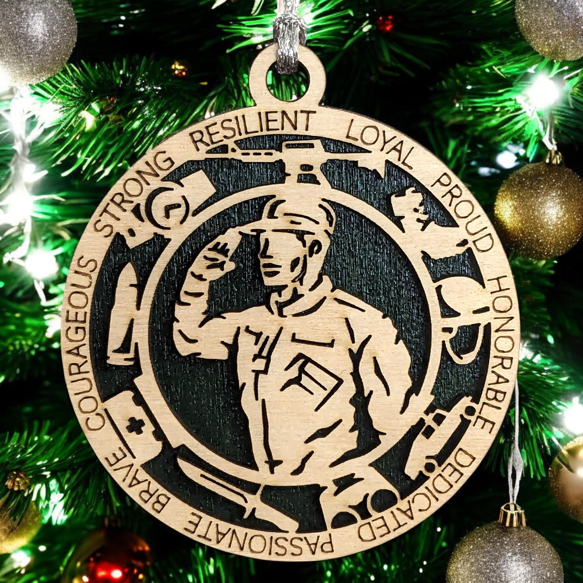 3" Male Army Soldier Dress Ornament, Icons, Wood