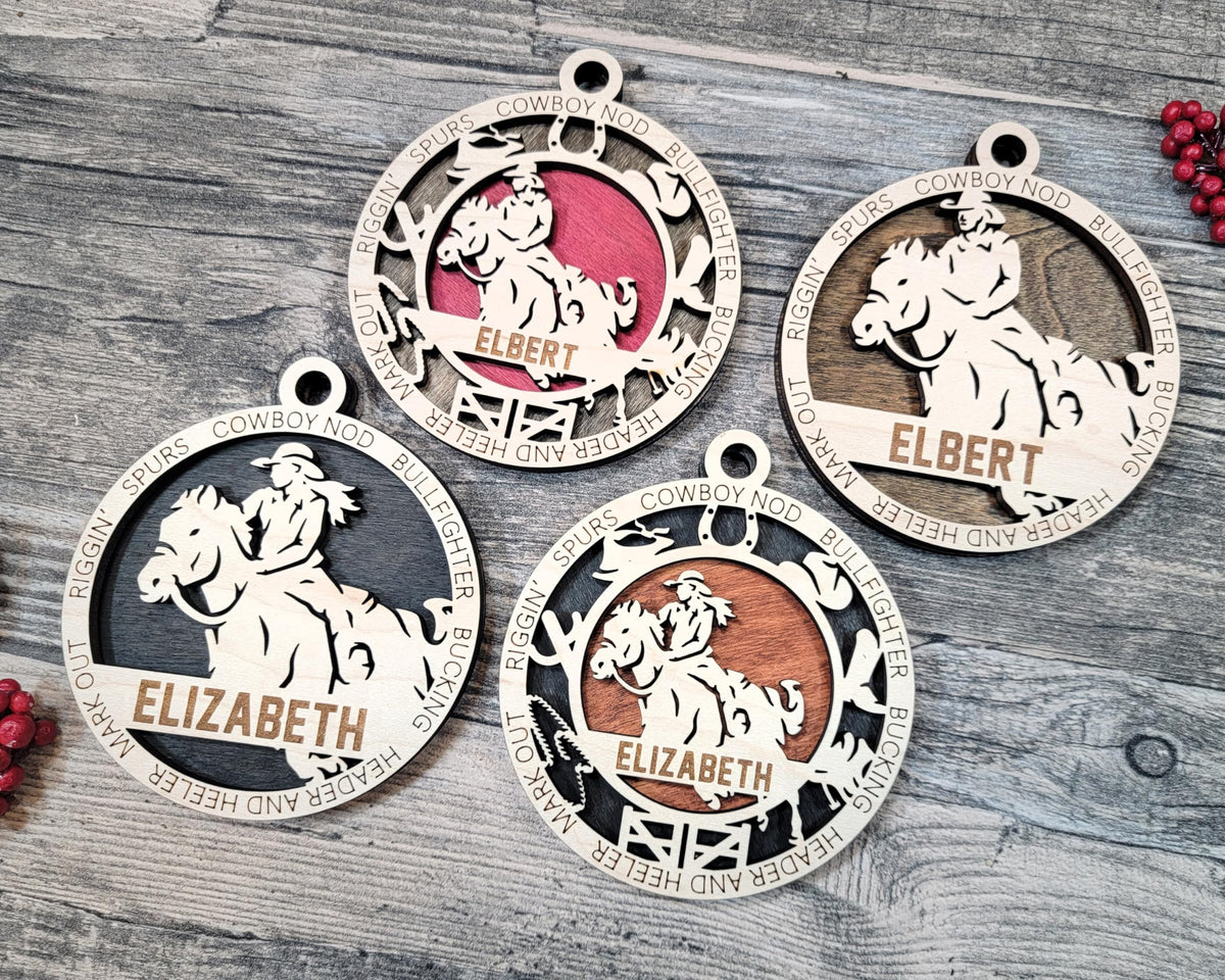 Personalized 3" Male Rodeo Christmas Ornament