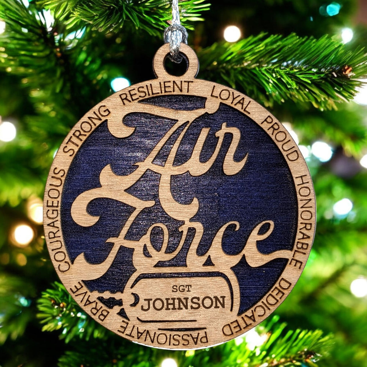 3" Air Force Script Dog Tag Ornament - Custom