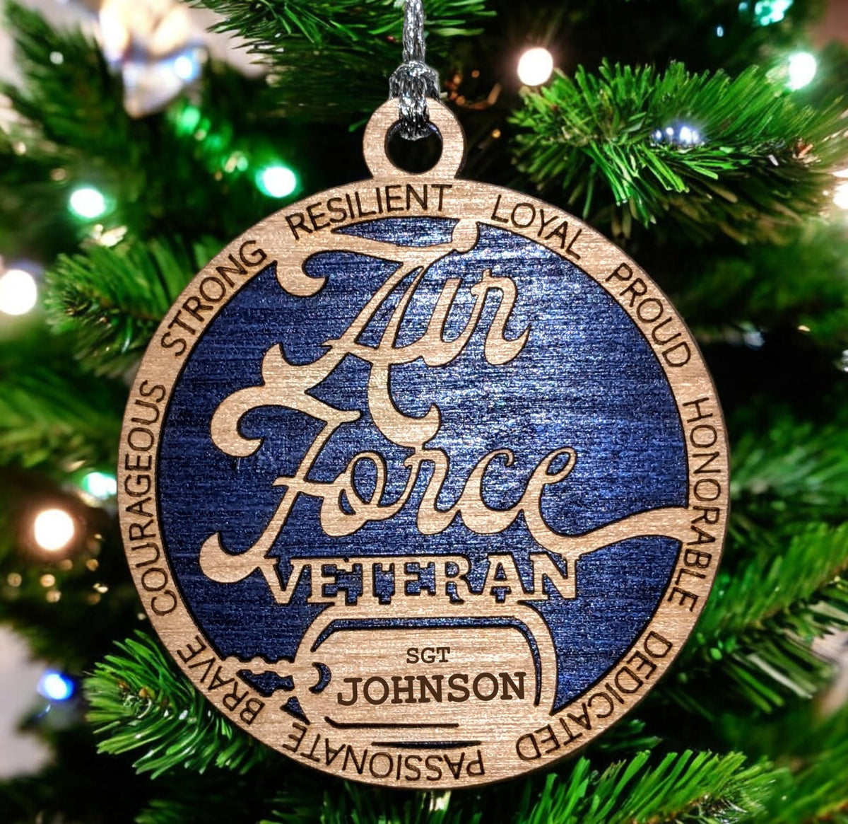 3" Air Force Veteran Ornament, Custom Dog Tag