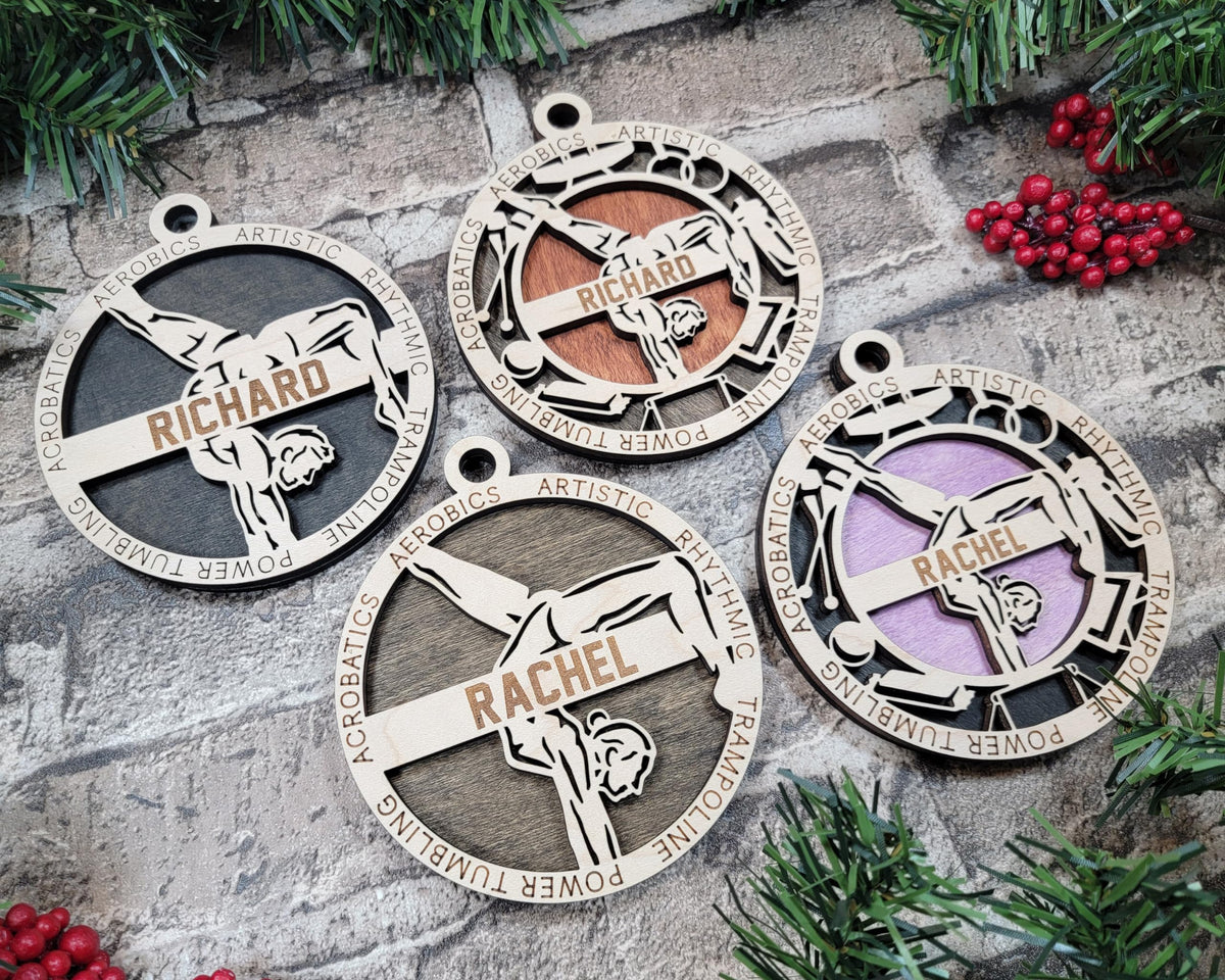 Personalized 3" Male Gymnastics Christmas Ornament