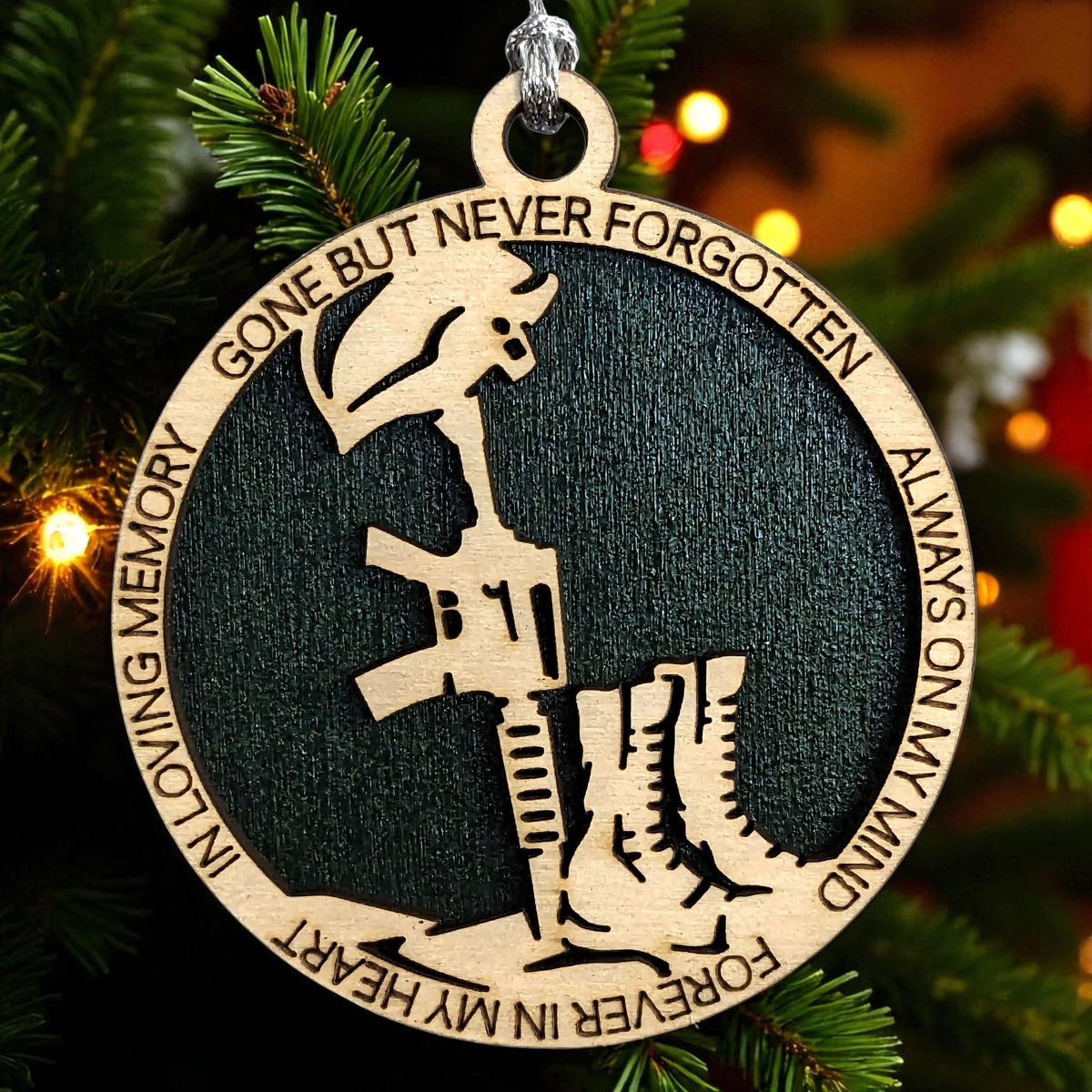 3" Army Battlefield Cross Memorial Wood Ornament