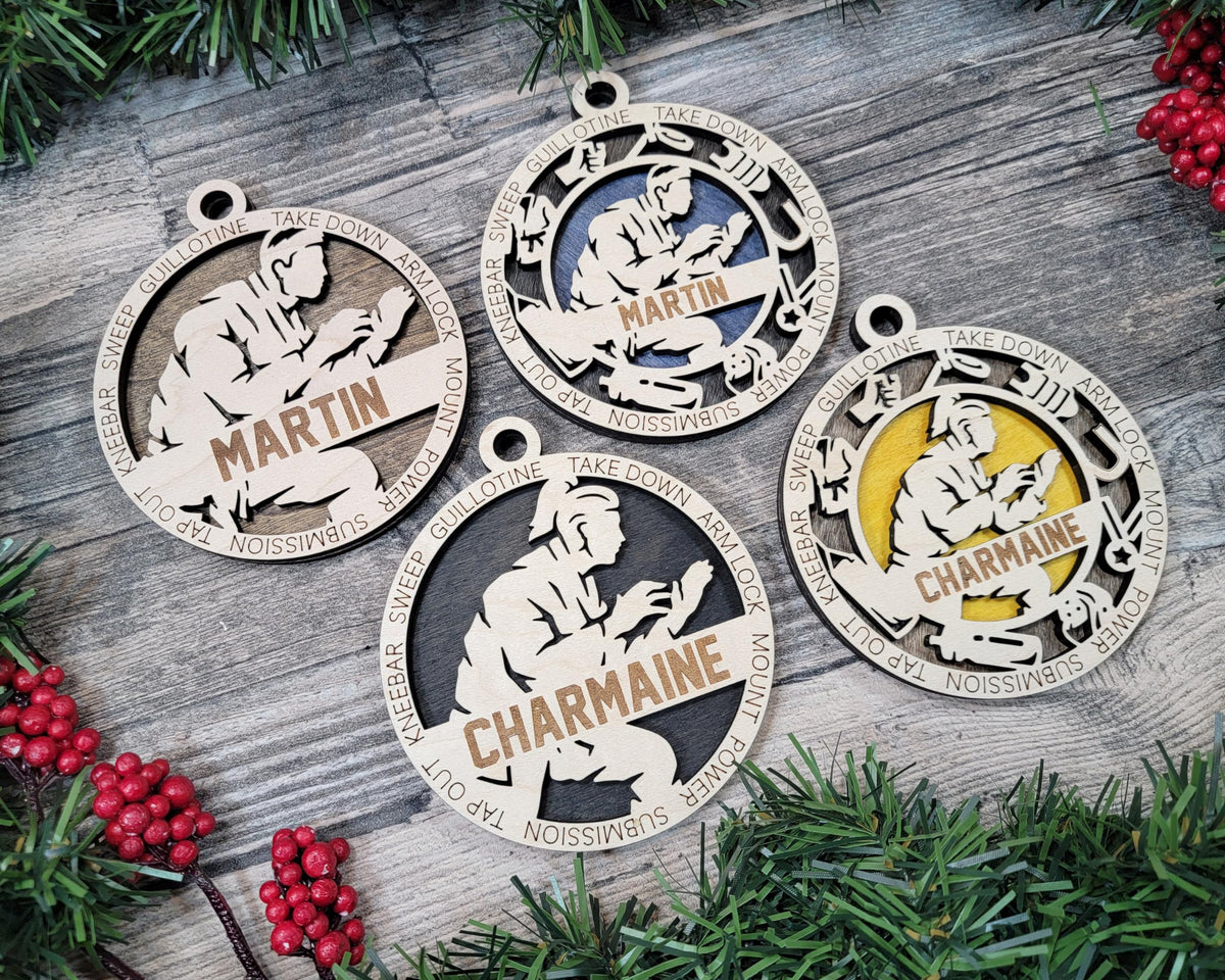 3" Female Jiu Jitsu Wood Ornament / Car Charm