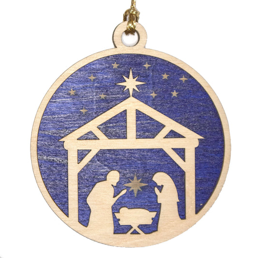 3" Starry Nativity Wood Ornament / Car Charm