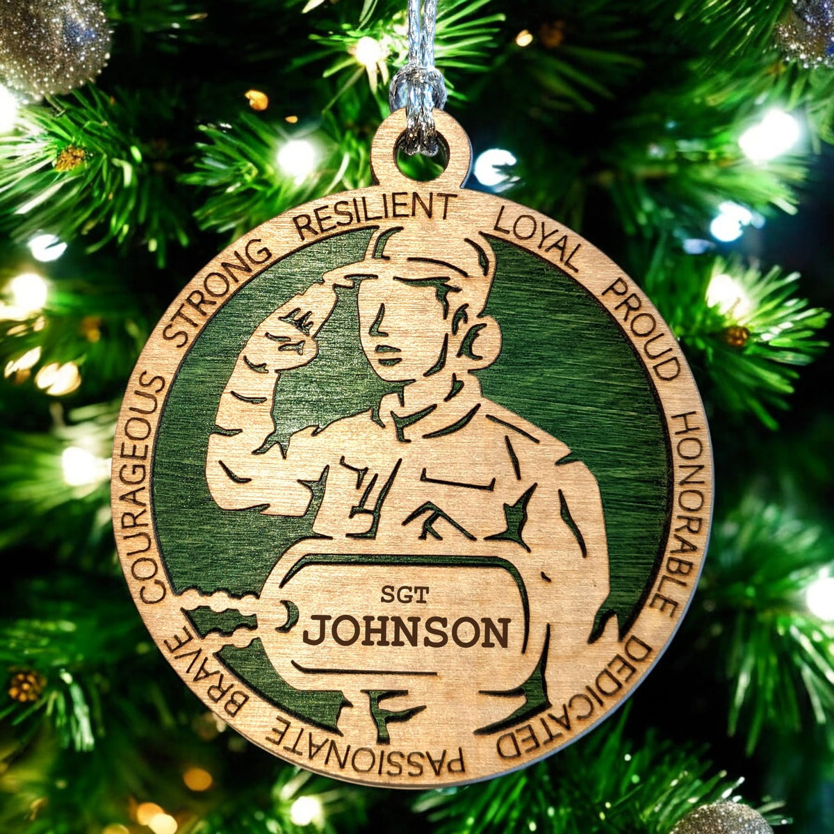 3" Female Army Soldier Dress Ornament, Dog Tag