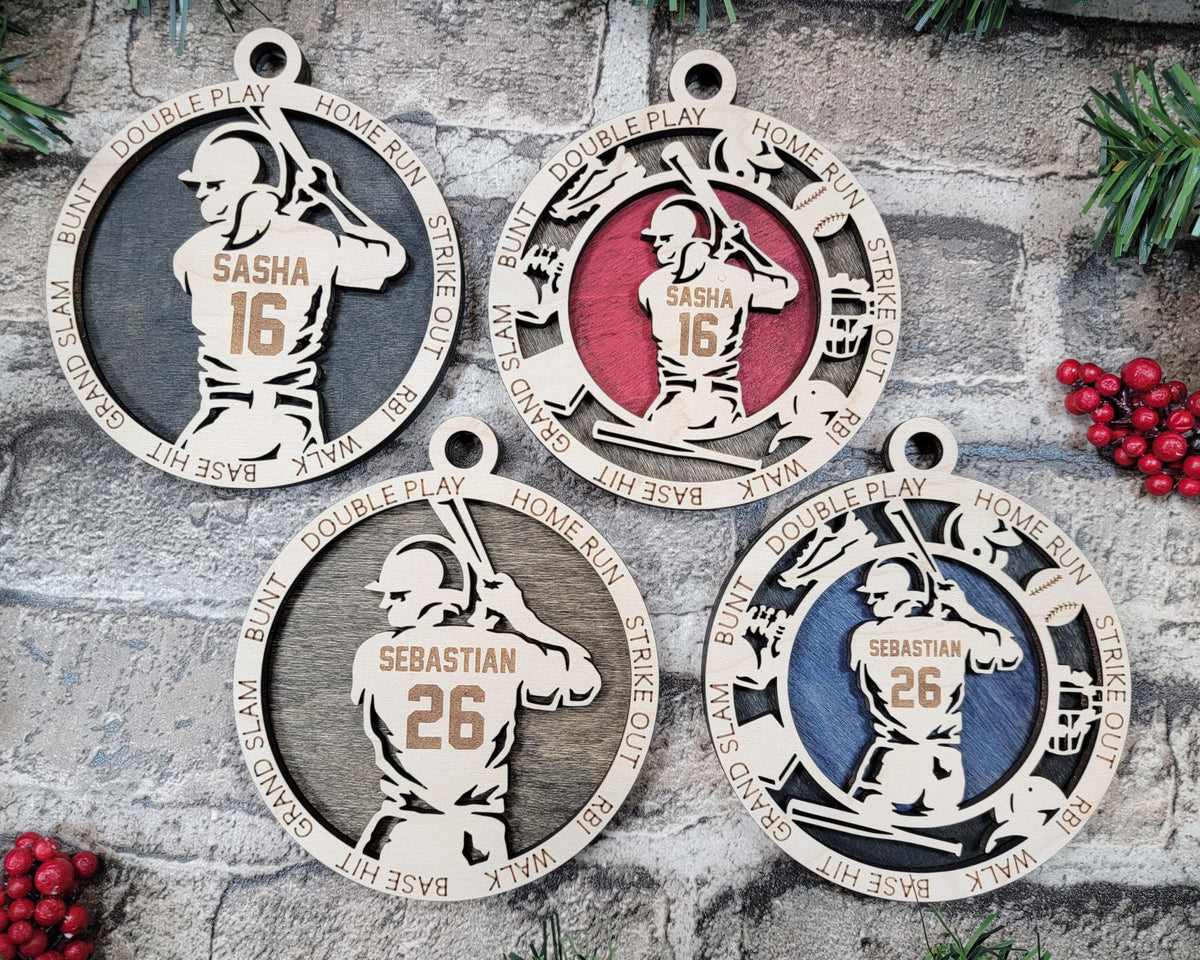 Handmade 3" Custom Male Softball Player Gear Ornament