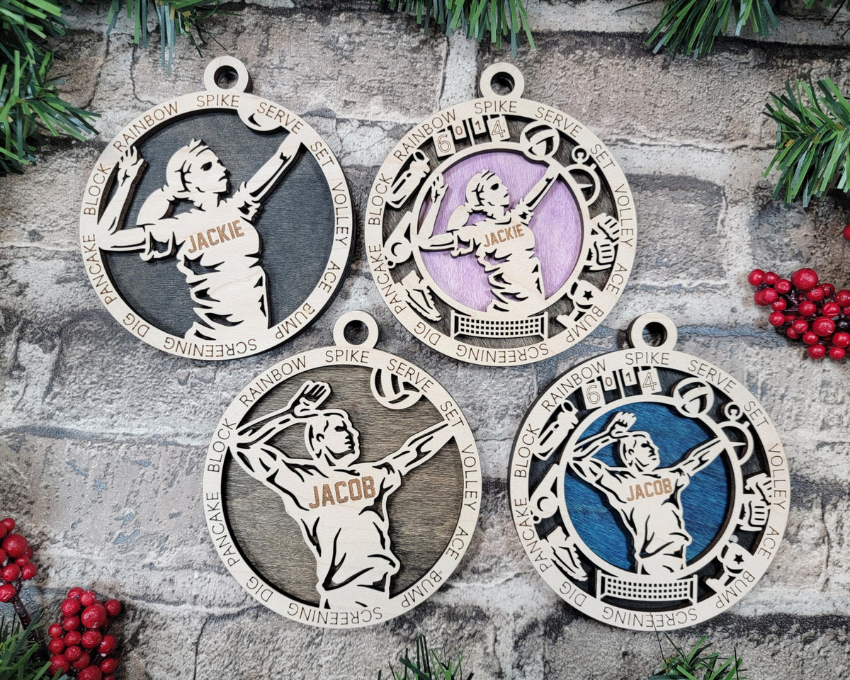 Handmade 3" Custom Female Volleyball Gear Ornament