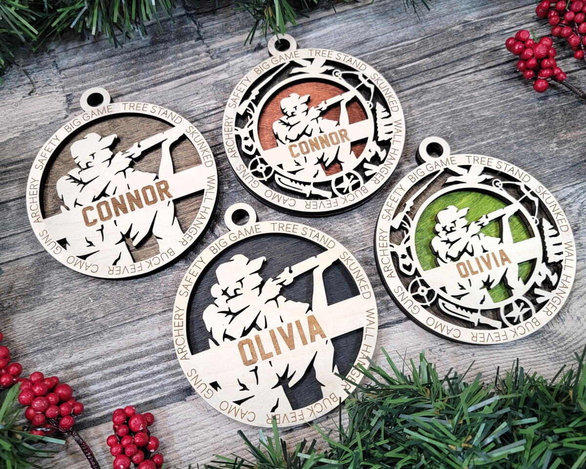 3" Male Hunter Icon Border Ornament