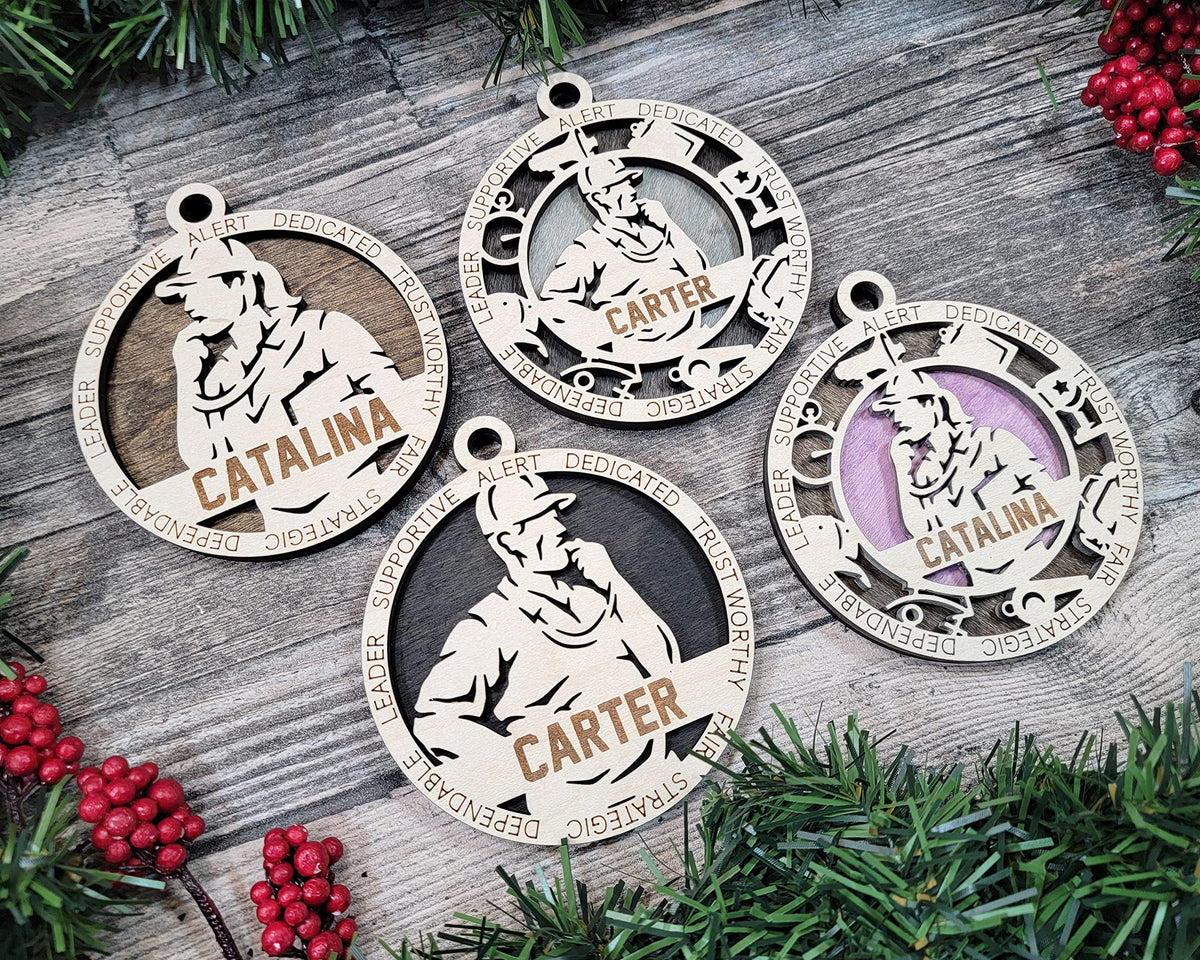 Handmade 3" Custom Name Female Coach Ornament