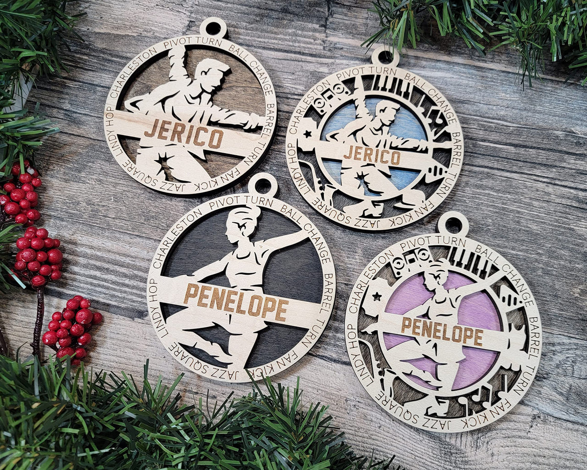 Handmade 3" Custom Name Male Jazz Dancer Ornament